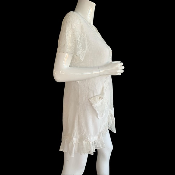 MIRROR IMAGE GAUZE & LACE SHABBY CHIC TUNIC TOP. WOMEN’S SIZE MEDIUM - Picture 4 of 9